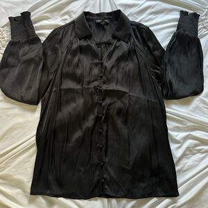 Rachel Zoe, Stylish Designer Button Down Black Blouse